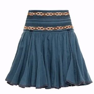 ISABEL MARANT ETOILE Blue Embroidered Western Dance Skate Women's Mini Skirt M